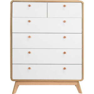 Vysoká komoda v dekoru dubu v bílo-přírodní barvě 81x104 cm Caitlin – Støraa
