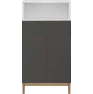Bílá antracitová vysoká koupelnová skříňka 121x35 cm Mirza – Støraa