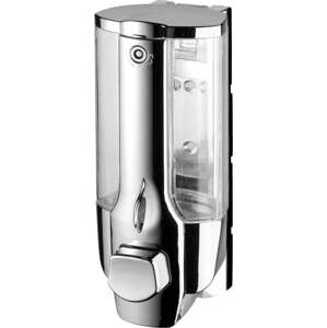 Nástěnný plastový dávkovač mýdla v leskle stříbrné barvě 350 ml – Sapho