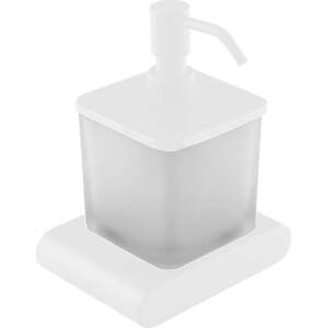 Bílý nástěnný skleněný dávkovač mýdla 300 ml Flori – Sapho
