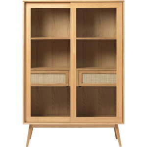 Vitrína v dekoru dubu s posuvnými dveřmi v přírodní barvě 110x160 cm Barrali – Unique Furniture