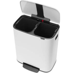 Bílý nášlapný ocelový odpadkový koš na tříděný odpad 60 l Bo – Brabantia