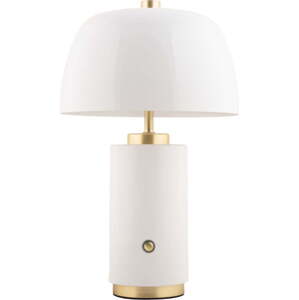 Bílá LED stmívatelná stolní lampa s kovovým stínidlem (výška 30 cm) Freya – Leitmotiv