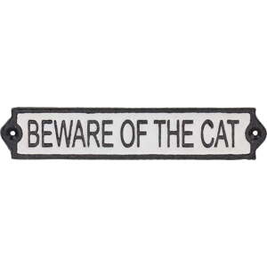Litinová cedule 26x5 cm Beware of the Cat – Esschert Design