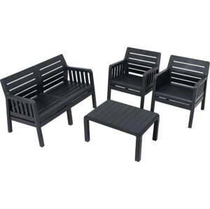 Antracitový zahradní lounge set pro 4 Lara – Floriane Garden