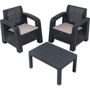 Antracitový zahradní lounge set pro 2 Olimpos – Floriane Garden