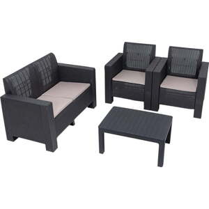 Antracitový zahradní lounge set pro 4 Aksu – Floriane Garden