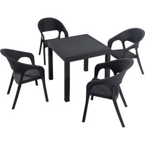 Antracitový zahradní jídelní set pro 4 Garden – Floriane Garden