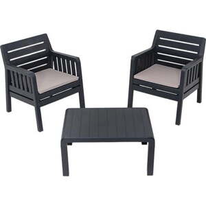 Antracitový zahradní lounge set pro 2 Lara – Floriane Garden