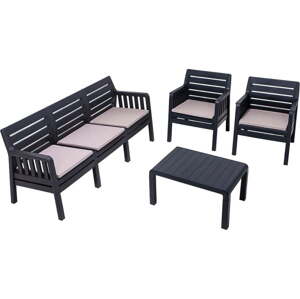 Antracitový zahradní lounge set pro 5 Lara – Floriane Garden