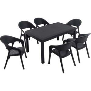 Antracitový zahradní jídelní set pro 6 Garden – Floriane Garden