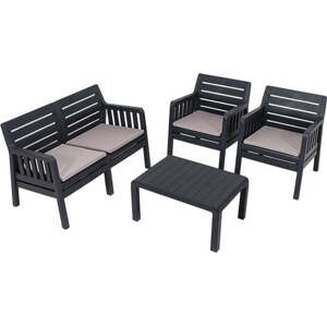 Antracitový zahradní lounge set pro 4 Lara – Floriane Garden