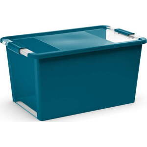 Plastový úložný box s víkem v petrolejové barvě 55x35x28 cm Bi-Box – KIS