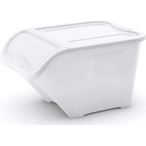 Bílý plastový úložný box s víkem 55x39x32 cm All In Box – KIS