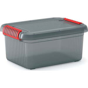 Šedý plastový úložný box s víkem 39x29x18 cm K Latch Box – KIS