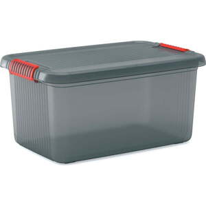 Šedý plastový úložný box s víkem 59x39x28 cm K Latch Box – KIS
