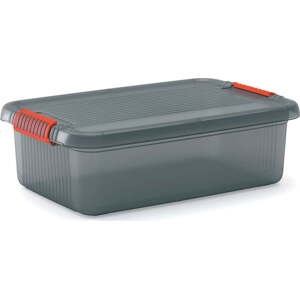 Šedý plastový úložný box s víkem 59x39x18 cm K Latch Box – KIS
