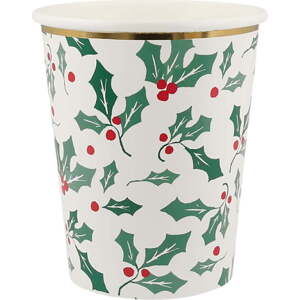 Papírové jednorázové kelímky v sadě 8 ks Holly Pattern – Meri Meri