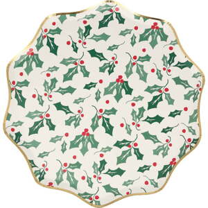 Papírové jednorázové tácky v sadě 8 ks Holly Pattern – Meri Meri