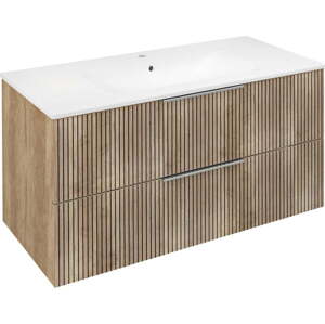 Závěsná skříňka bez umyvadla v dekoru dubu v přírodní barvě 100x52 cm Cirasa – Sapho