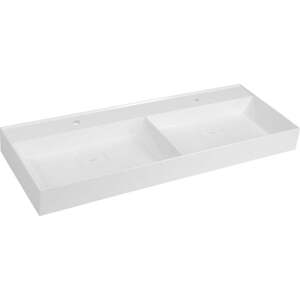 Bílé dvojumyvadlo z litého mramoru 119x44 cm Godiva – Sapho