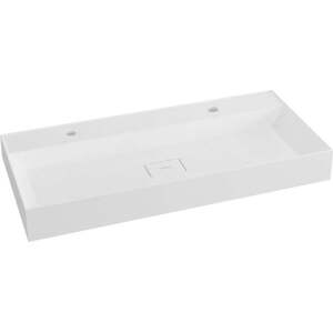 Bílé dvojumyvadlo z litého mramoru 96x44 cm Godiva – Sapho