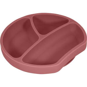 Silikonový dětský talíř v cihlové barvě 19x20,5 cm Dusky Pink – Kindsgut