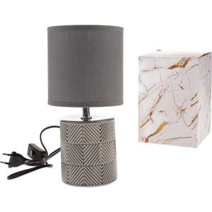 Šedá stolní lampa s textilním stínidlem (výška 27 cm) – Dakls