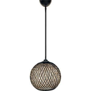 Závěsné svítidlo v černé a tmavě hnědé barvě se stínidlem z juty ø 24 cm – Opviq lights