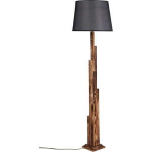 Černo-hnědá stojací lampa s textilním stínidlem (výška 165 cm) Kule – Opviq lights
