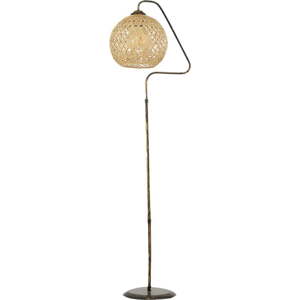 Stojací lampa ve zlaté barvě se stínidlem z juty (výška 154 cm) – Opviq lights