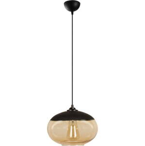 Závěsné svítidlo v okrově žluté a černé barvě se skleněným stínidlem ø 25 cm Camini – Opviq lights