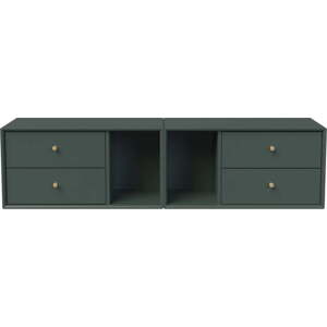 Tmavě zelená nástěnná knihovna 140x36 cm Z – Tenzo