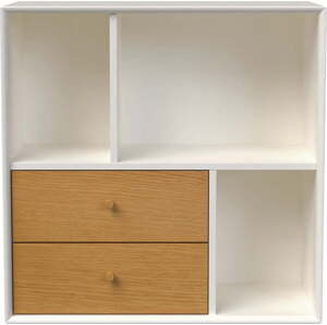 Nástěnná knihovna v dekoru dubu v bílé a přírodní barvě 70x70 cm Z – Tenzo