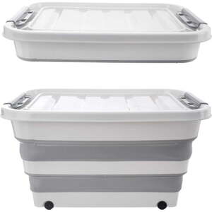 Bílo-šedý plastový úložný box s víkem 54x39x28 cm Kemp – Orion