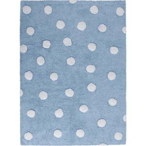 Modrý pratelný ručně tkaný bavlněný dětský koberec 120x160 cm Polka Dots Blue – Lorena Canals