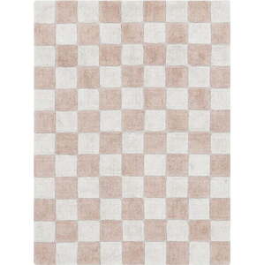 Světle růžovo-krémový pratelný ručně tkaný bavlněný koberec 120x160 cm Kitchen Tiles Rose – Lorena Canals