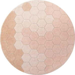 Světle růžový pratelný ručně tkaný bavlněný kulatý koberec ø 140 cm Honeycomb Rose – Lorena Canals
