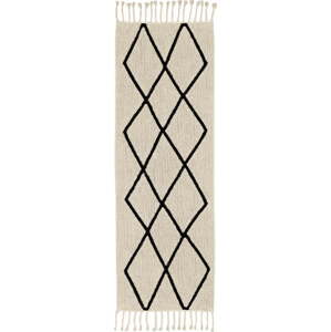 Krémový pratelný ručně tkaný bavlněný běhoun 80x230 cm Bereber Beige – Lorena Canals