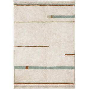 Modro-krémový pratelný ručně tkaný bavlněný koberec 200x300 cm Lanes Vintage Blue – Lorena Canals
