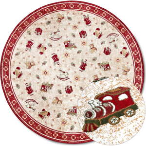 Červený kulatý koberec s vánočním motivem s příměsí bavlny ø 200 cm Toy's Delight Red Christmas – Villeroy&Boch