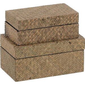 Hnědé dekorativní úložné boxy v sadě 2 ks 25x15x12 cm – Ixia