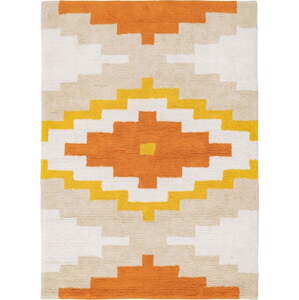 Oranžový pratelný bavlněný koberec 100x135 cm Azteca – Ixia