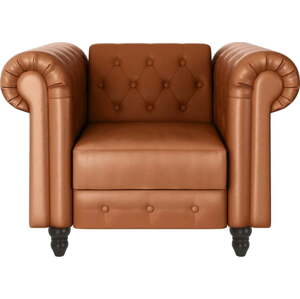 Koňakově hnědé křeslo chesterfield z imitace kůže Felix – Støraa
