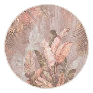 Světle růžový pratelný kulatý koberec ø 100 cm Dusty Leaves – Mila Home
