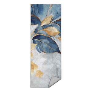 Pratelný běhoun v modré a zlaté barvě 80x200 cm Golden Leaves – Mila Home