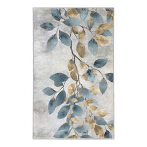 Pratelný koberec ve světle modré a zlaté barvě 120x180 cm Golden Leaves – Mila Home