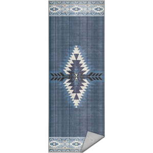 Modrý pratelný běhoun 80x200 cm Ethnic Geo – Mila Home