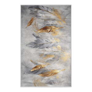 Pratelný koberec v šedé a zlaté barvě 160x230 cm Golden Feathers – Mila Home