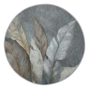 Zeleno-šedý pratelný kulatý koberec ø 80 cm Dusty Leaves – Mila Home
